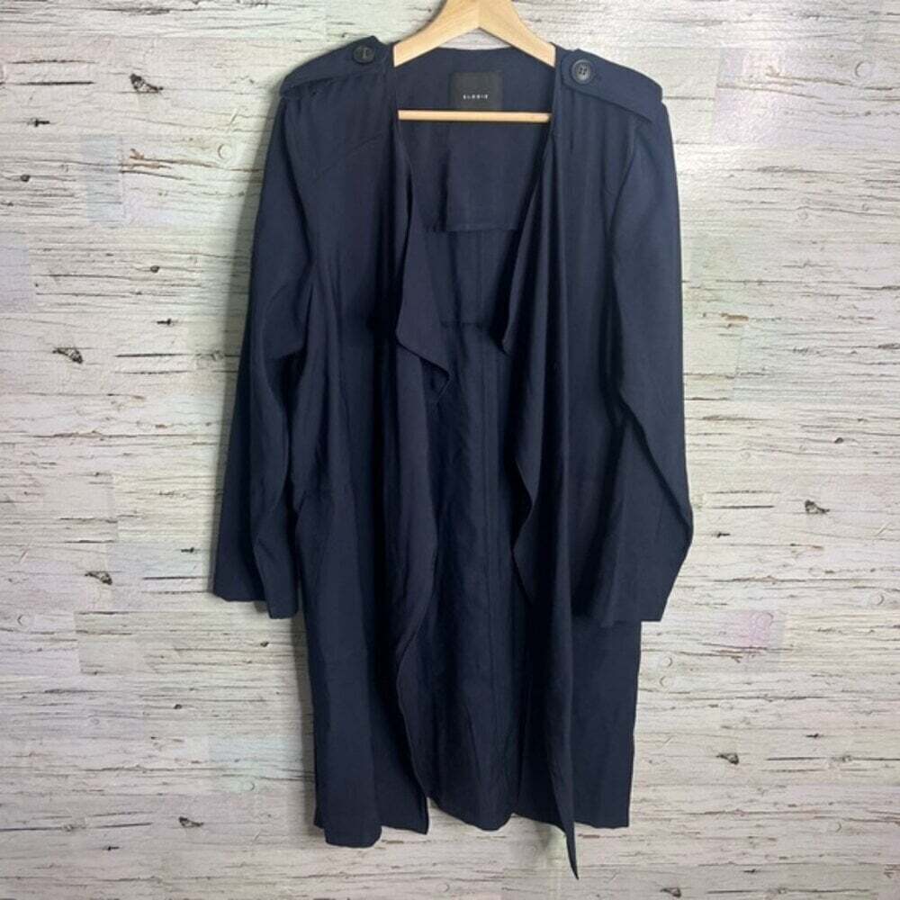 Elodie Drapey Collared Jacket coat trench blue size xl